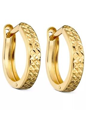 10k Gold Textured Huggie Hoop Earrings - Women Jewelry
